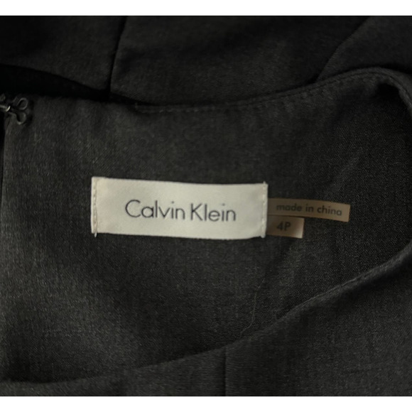 Calvin Klein Dress Womens 4 Petite Gray Black Preppy Office Neutral Minimalist - Picture 8 of 9